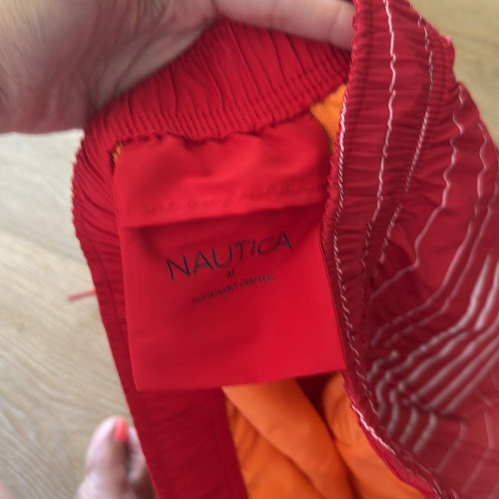 Nautica Red and Yellow Gradient Swim Trunks - Picture 5 of 9